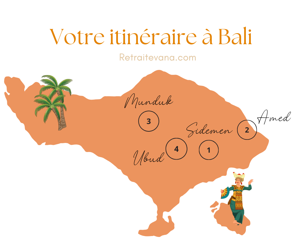 Bali carte itinéraire voyage